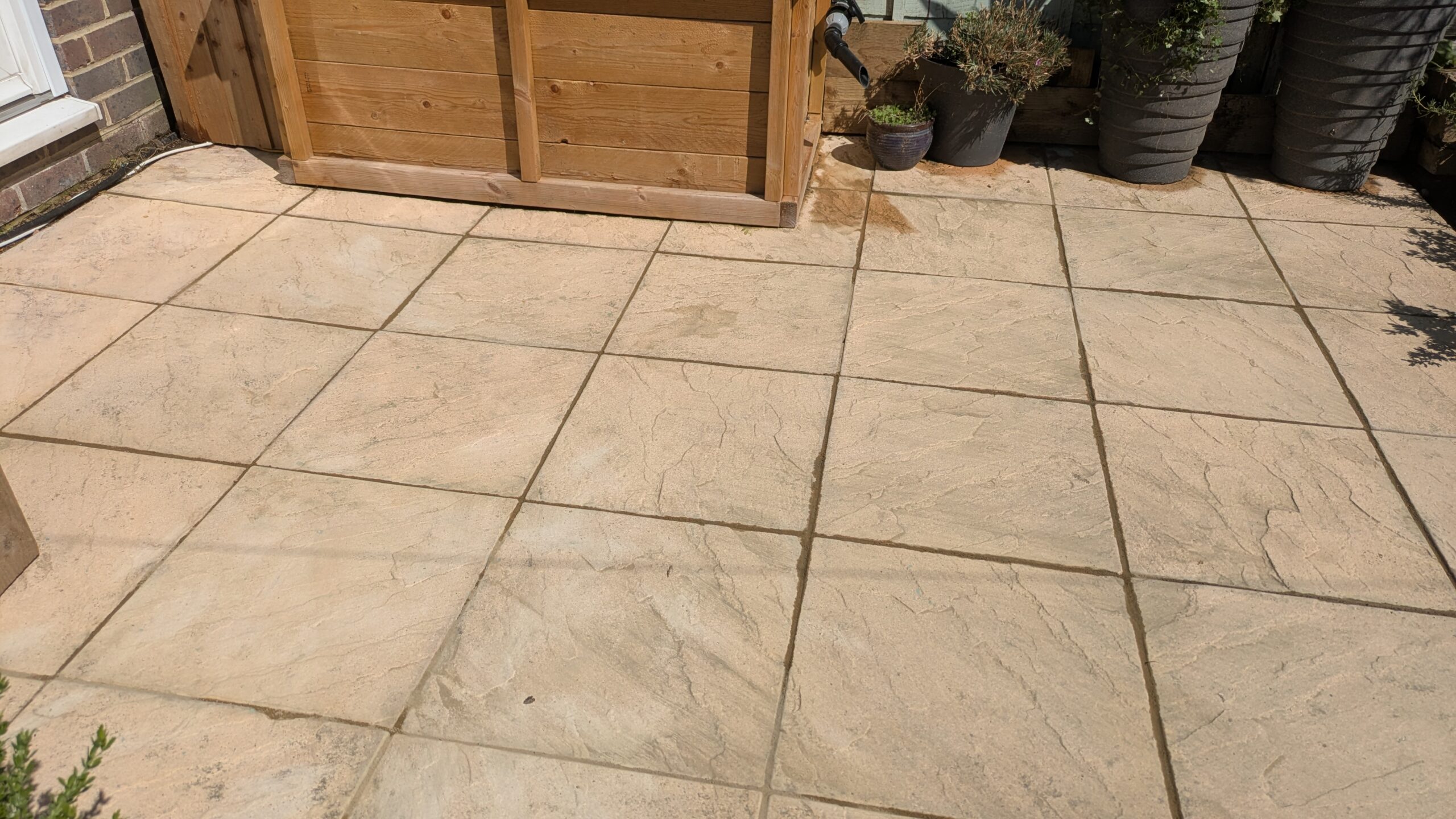Patio cleaned and re-pointed in Worthing