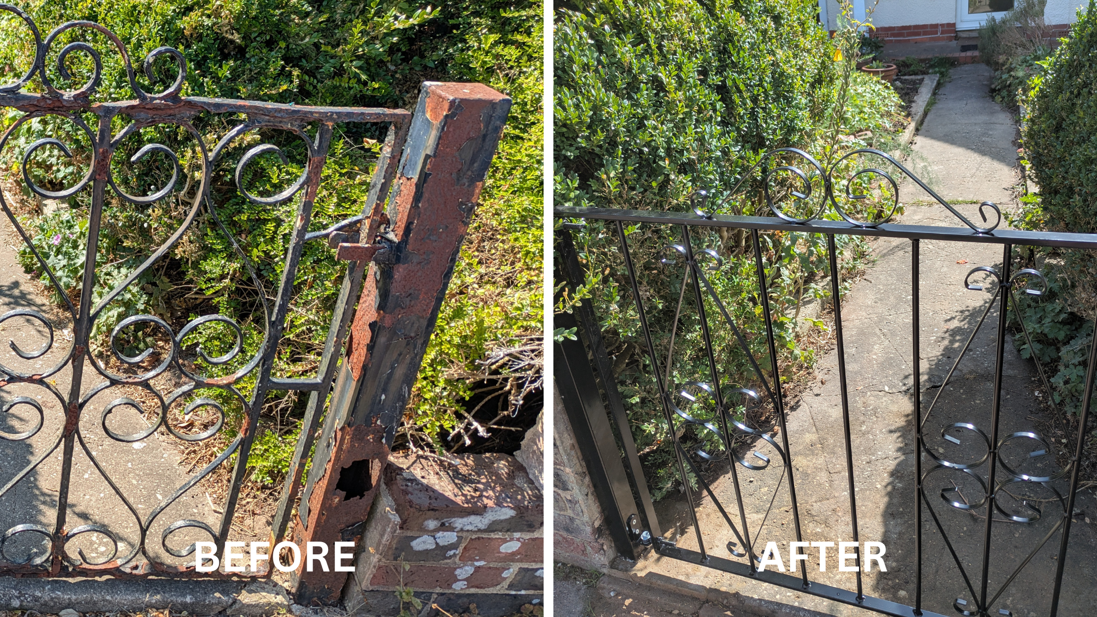 Gate repair in Worthing, Chelsea Bow metal gate and posts replacement Worthing