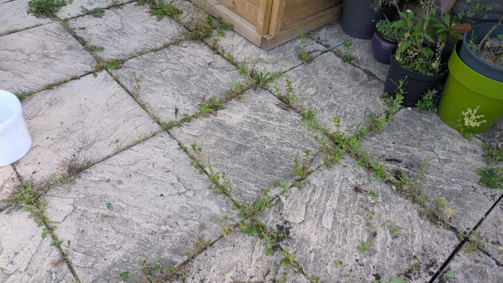 jet washing patio before